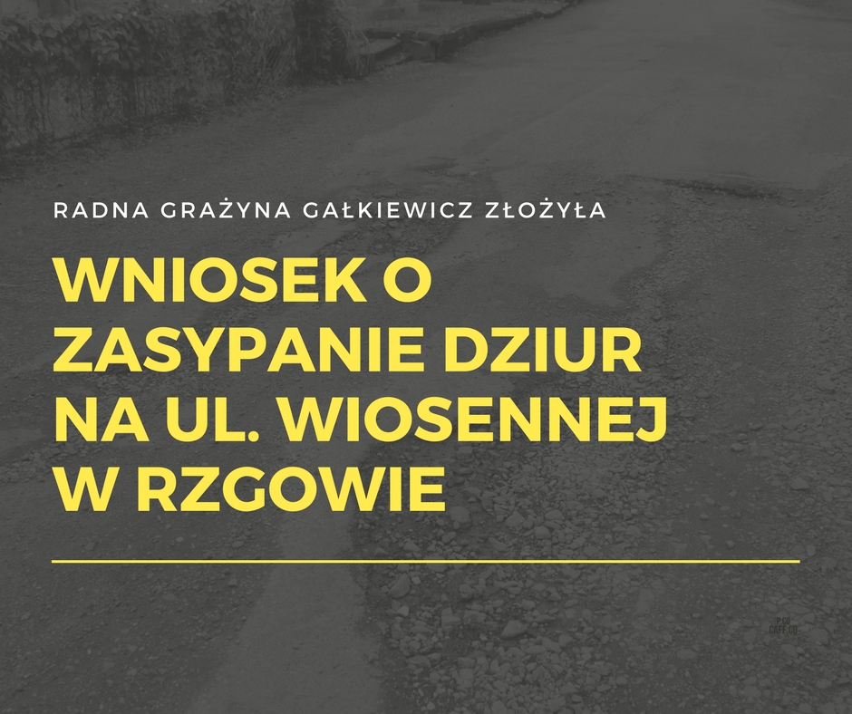 Wniosek o zasypanie dziur na ul. Wiosennej w Rzgowie