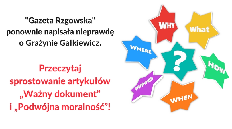 Radna Gałkiewicz do „Gazety Rzgowskiej”: Proszę o sprostowanie artykułów „Ważny dokument” „Podwójna moralność”