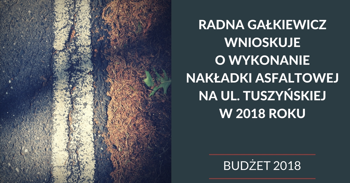 Wniosek do budżetu o wykonanie nakładki asfaltowej na ul. Tuszyńskiej